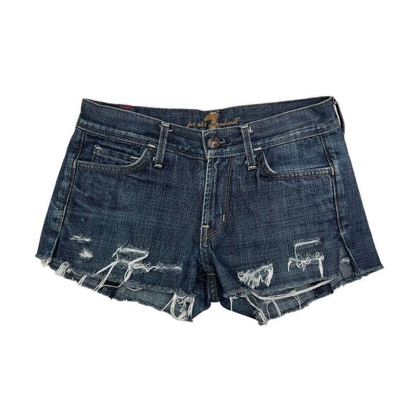 7 For All Mankind Women's Distressed Jean Shorts - Picture 1 of 9